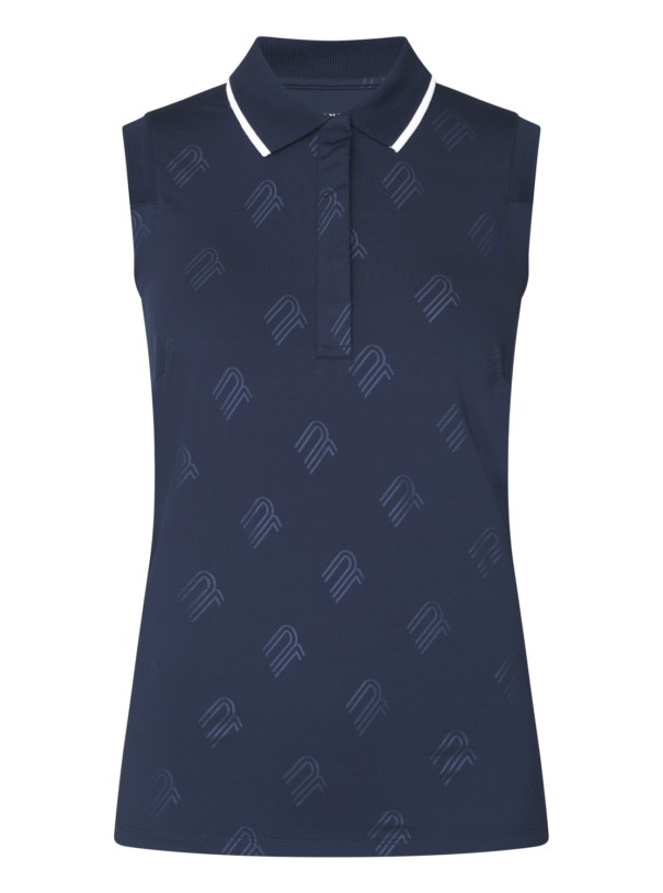 Ladies Rohnisch Deni Sleeveless Polo - 111522-T481 Micro R Check Navy - Image 6