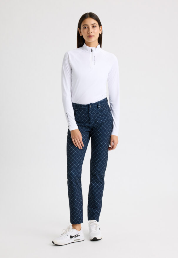 Ladies Rohnisch Chie Comfort Trousers - 112018-T481 Micro R Check Navy - Image 6