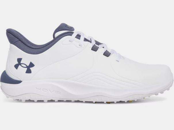 Men's Under Armour Drive Pro SL Wide Golf Shoes - 3026921-102 White Downpour Metallic Gold