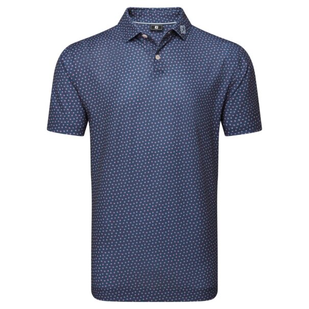 Men's FootJoy Bounce Print Pique Shirt - 34036 Dark Denim