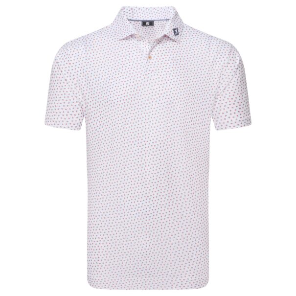 Men's FootJoy Bounce Print Pique Shirt - 34042 White Hibiscus Print