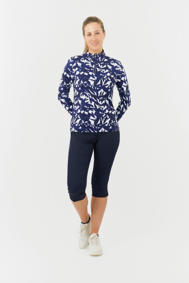 Ladies Pure Serenity Longsleeve Zip Top - PG-52441 5011 Wild Peony Navy - Image 3