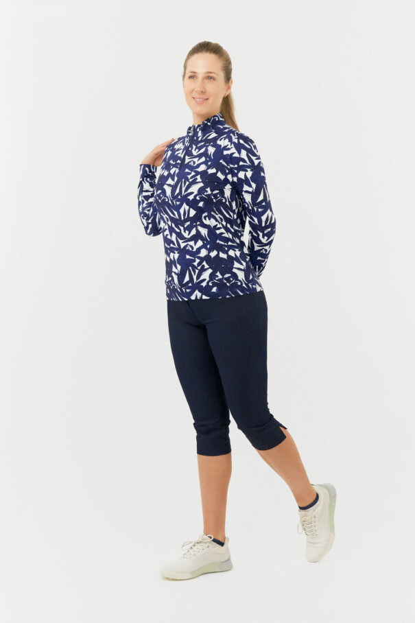 Ladies Pure Serenity Longsleeve Zip Top - PG-52441 5011 Wild Peony Navy - Image 4