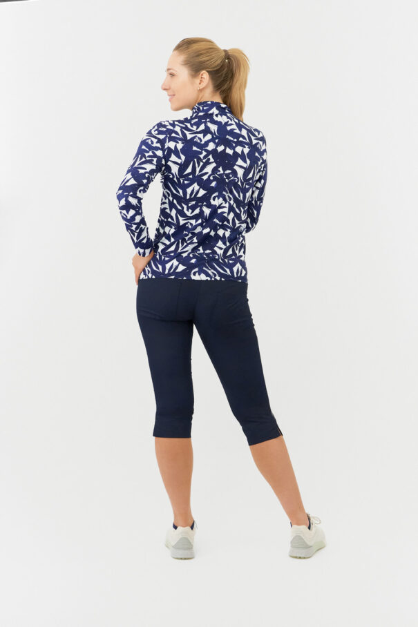 Ladies Pure Serenity Longsleeve Zip Top - PG-52441 5011 Wild Peony Navy - Image 5