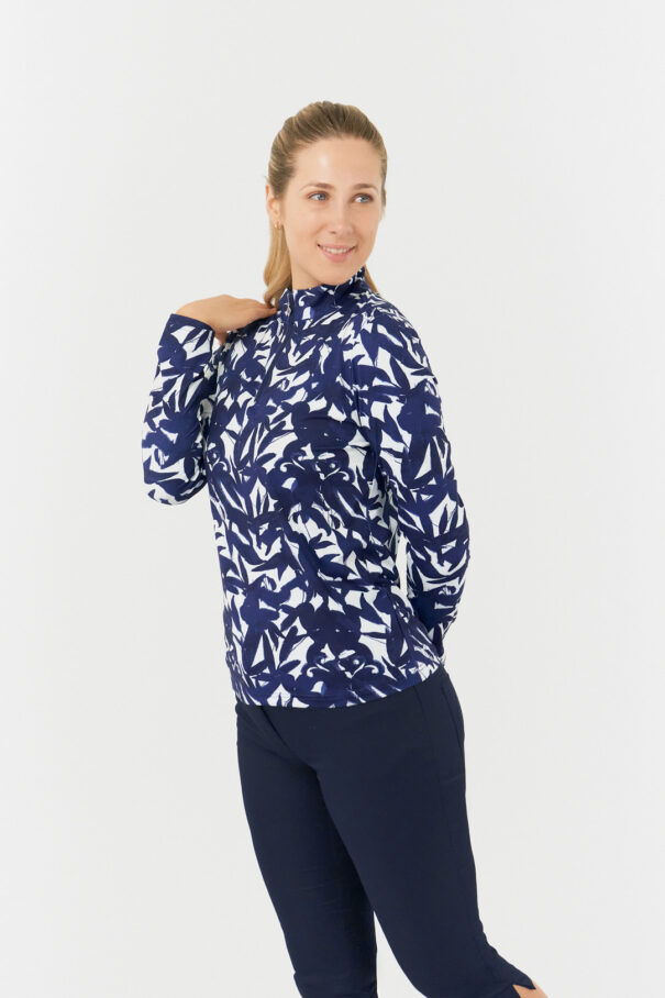 Ladies Pure Serenity Longsleeve Zip Top - PG-52441 5011 Wild Peony Navy - Image 7