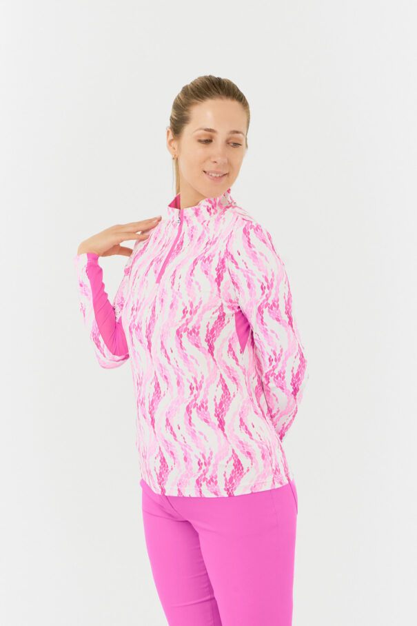 Ladies Pure Balance Longsleeve Zip Top - PG-52445 8104 Rose Water - Image 7