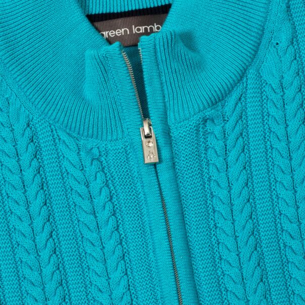 Green Lamb Olena Cable Cardigan - SG25078 Peacock Blue - Image 5